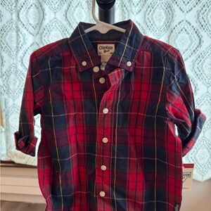 OshKosh B'gosh Red and Navy Plaid Button-Down Shirt